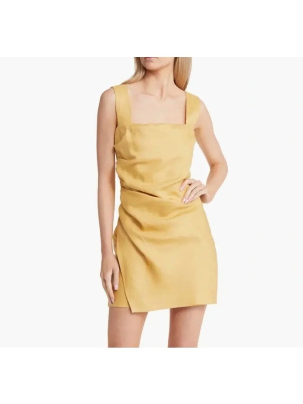 NWT Reformation Kerrigan Ruched Side Linen Sleeveless Mini Tuscan Sun Dress 6